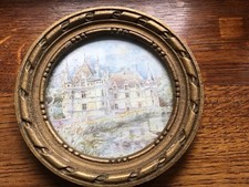 Tableau Miniature Ancien avec  Image Château 