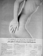 PUBLICITÉ 1978 CLARINS LA CRÈME MULTI RÉDUCTRICE AFFINER LA SILHOUETTE SEINS NUS