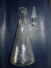 CARAFE ANCIENNE BACCARAT ST LOUIS OU PORTIEUX CRISTAL GRAVE D'ARABESQUES 
