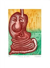 Hervé Di Rosa gravure originale Estomac Original etching by Hervé Di Rosa