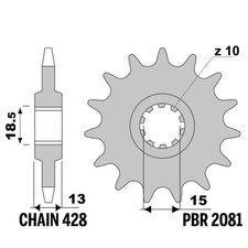 FANTIC MOTOR SECTION 80 1995-1996 pignon avant PBR pas 428 12 Dents