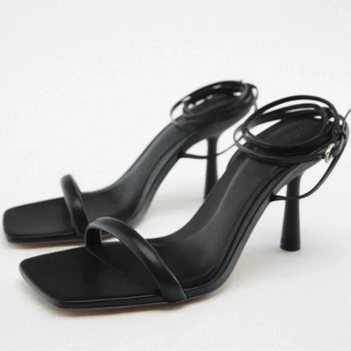 Zara leathered heel black - heel, nwot