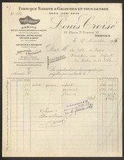 TROYES (10) USINE de SABOTS GALOCHES NAPOLITAINS BOTILLONS "Louis CROISE" 1916