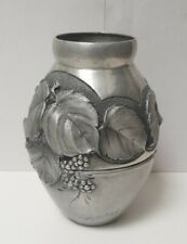 Vase Rene SITOLEUX ronde bosse etain fleur Feuille sculpture art deco nouveau