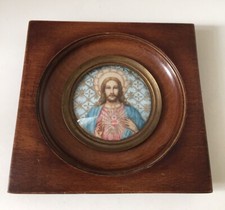Cadre médaillon portrait Christ peint