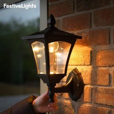 Solaire Blanc Chaud LED Lanterne Lampe Sécurité Welcome Extérieur Jardin Murale