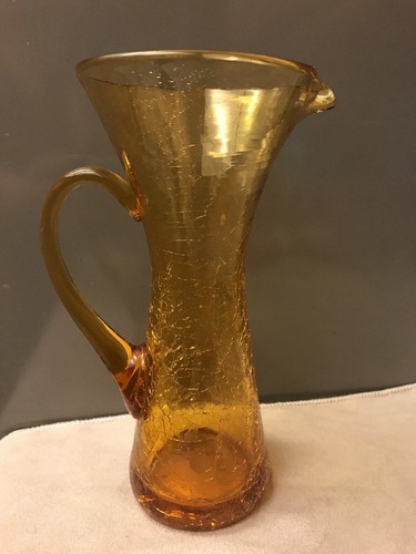 Amber crackle art glass - art,