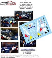 DECALS 1/18 REF 0002 RENAULT MEGANE RAGNOTTI TOUR DE CORSE 1996 RALLYE RALLY