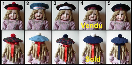 Chapeau béret poupée jumeau - béret,