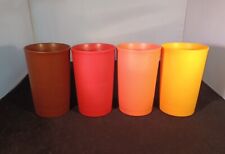 Verre Tupperware Vintage Marron Rouge Orange Jaune Plastique Pique Nique