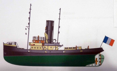Maquette bateau remorqueur - , à
