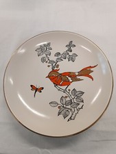 faïence de longwy Coupe Plat Creux Vide Poche Plumes D'or  Oiseau Libellule