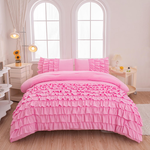 Mwmwmw pink ruffle comforter - pink,