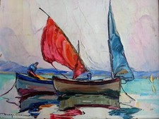 tableau ancien marine  sig