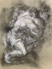 Homme prostré — dessin au