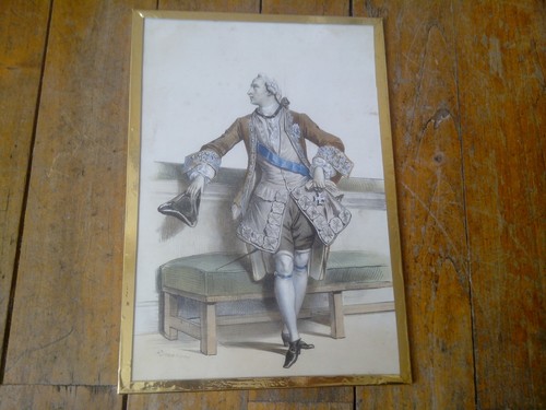 Ancienne gravure courtisan - ancienne, gravure,courtisan