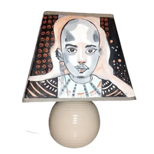 lampe de chevet creacat  peint main enfant africain theme Afrique e168