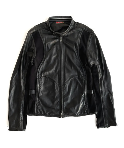 Blouson cuir homme prada noir - homme,