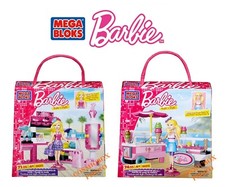 MEGA BLOKS lot 2 coffrets BARBIE Boutique Fashion Stand + Stand de Glaces NEUFS