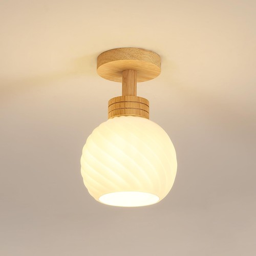 Plafonnier moderne bois - bois, e27
