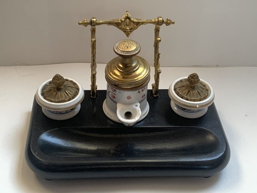 Ancien encrier pompe du - ancien, à