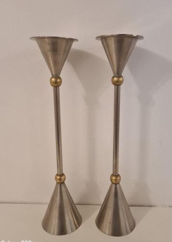 Deux bougeoirs vintage - , en