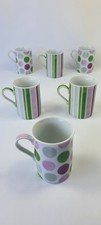 6 Tasses Mugs Chopes COLIBRI Faïence TABLE PASSION Pois & Rayures Multicolores