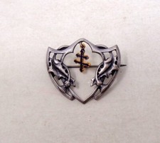 Superbe broche ancienne Patriotique Croix de Lorraine émaillée ART NOUVEAU