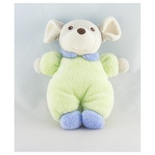 Doudou souris grise verte bleu