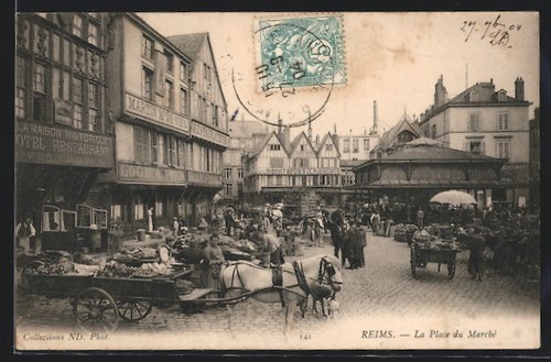 Cpa reims place du - la,