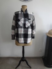 L 40 42 MANGO CHEMISE CARREAUX HAUT TOP CHIC TUNIQUE NOIR BLANC ORIGINAL WESTERN