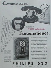 PUBLICITE PHILIPS 630 SUPER INDUCTANCE CADRAN MICROMETRIQUE DE 1933 FRENCH AD