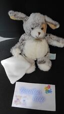 doudou peluche chien marron chiné Les flocons + mouchoir blanc BABY NAT