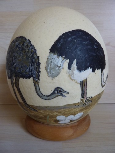 Oeuf autruche décoré sur - d'autruche, décoré,