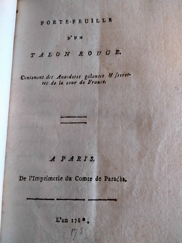 Livre 1780 portefeuille - 1780, d’un
