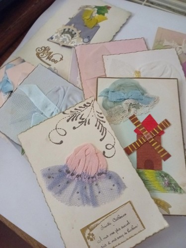 Cartes postales brodées lot - cartes,