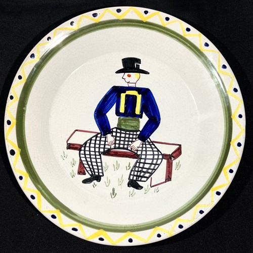 Rare assiette faïence - assiette, signée