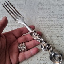 Jean BOGGIO Fourchette Design En Bronze Argenté Artiste Joaillier 