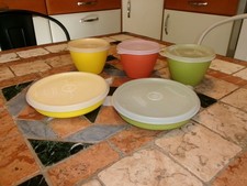 TUPPERWARE VINTAGE lot de 3 raviers & 2 assiettes camping pique-nique