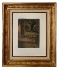 ANDRE LAMBERT (1884-1967) SUPERBE EAU-FORTE AQUATINTE REHAUSSEE AQUARELLE (26)