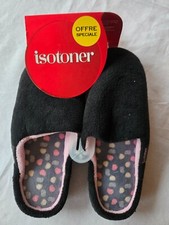 Chaussons noirs/pois Isotoner