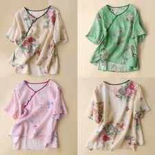 T-shirt Floral Imprimé V Col