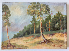 Ancien Petit Tableau HST Bord