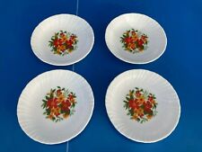 ⚜️  Arcopal 4 Assiette creuse soupe France motif fleurs Orange Jaune vintage 70s