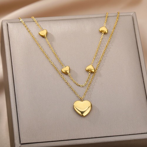 Collier coeur couleur - , or