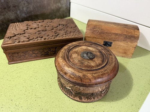 Lot coffrets boîtes bois - 3,