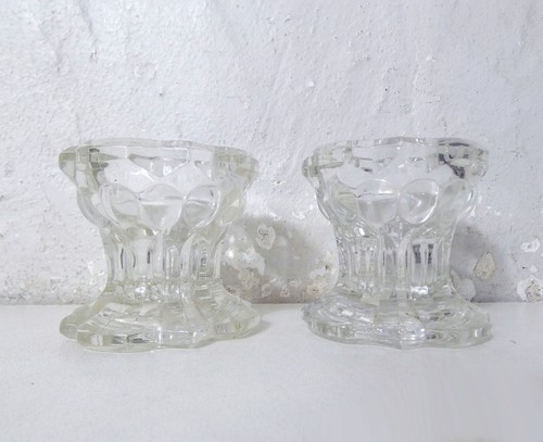 Paire bougeoirs verre - de,