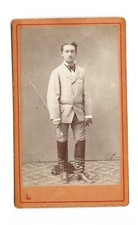 Originale photo cdv 19ème - jockey , cravache , métier - Léopold Royat, Clermont