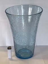 Grand vase verre bullé bleu