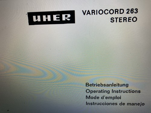 Uher variocord 263 user - 263, manual